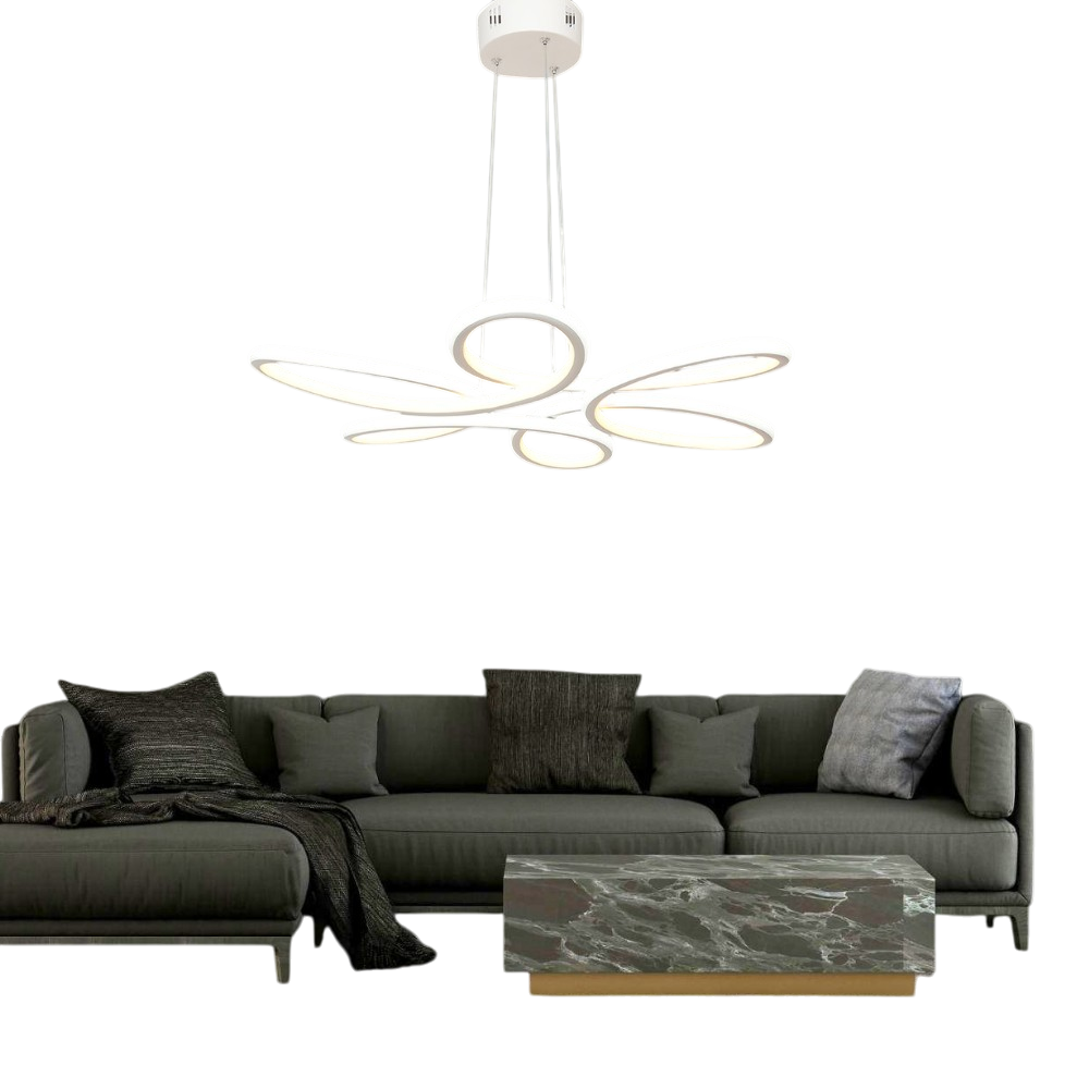 Muslight Papatya Model 50W LED Avize 50x90 cm Beyaz Kaplama 3 Renk Işık