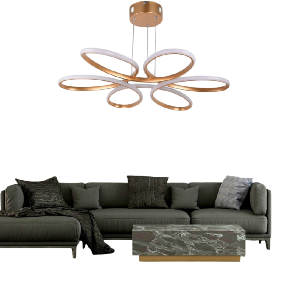 Muslight Papatya Model 50W LED Avize 50x90 cm Gold Kaplama 3 Renk Işık