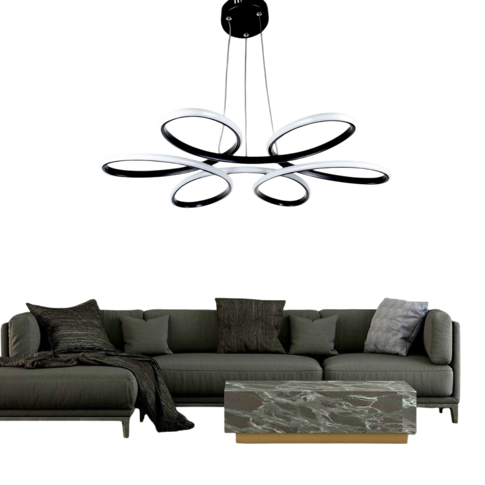 Muslight Papatya Model 50W LED Avize 50x90 cm Siyah Kaplama 3 Renk Işık
