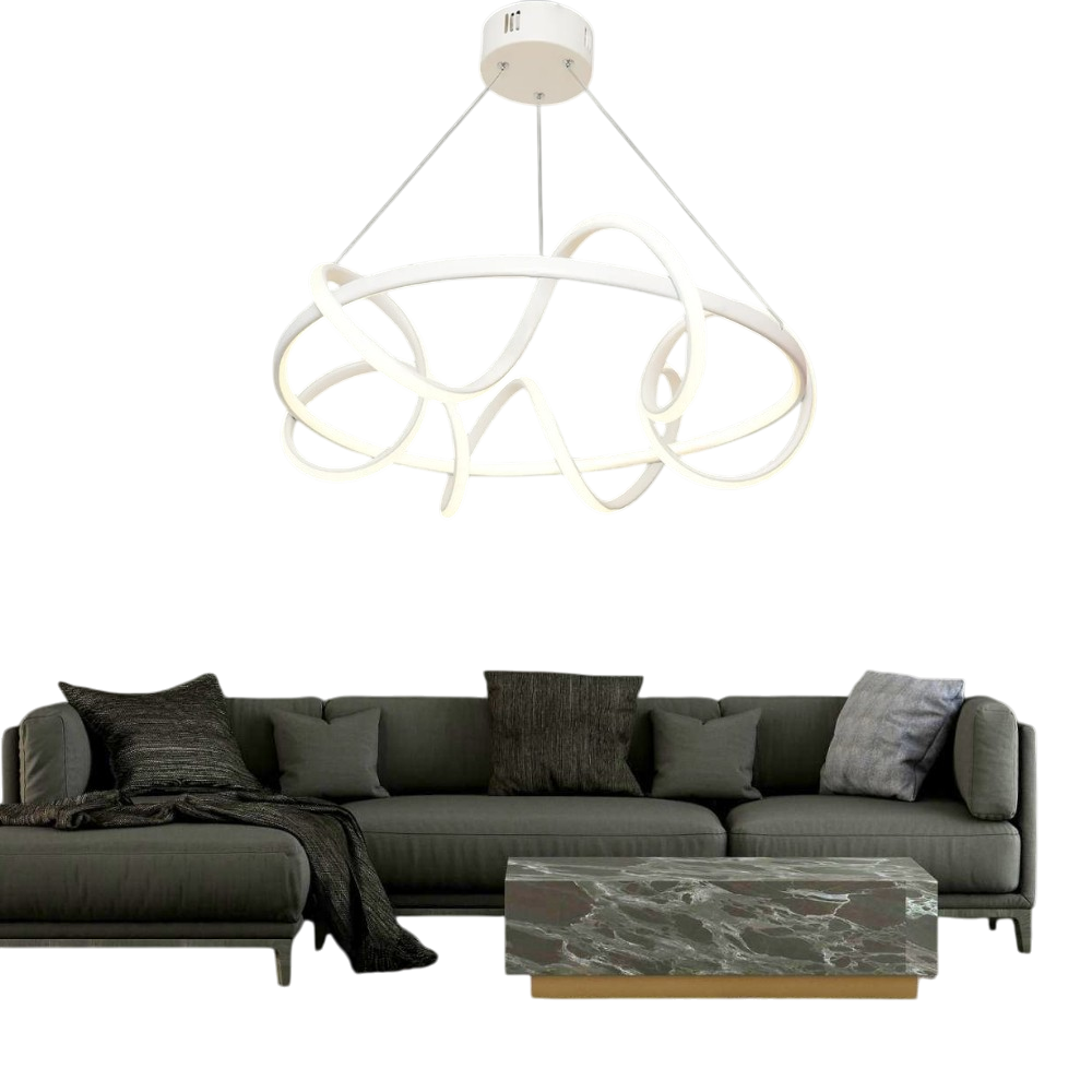Muslight Kuzey Model 50W LED Avize 40x90 cm Beyaz Kaplama 3 Renk Işık