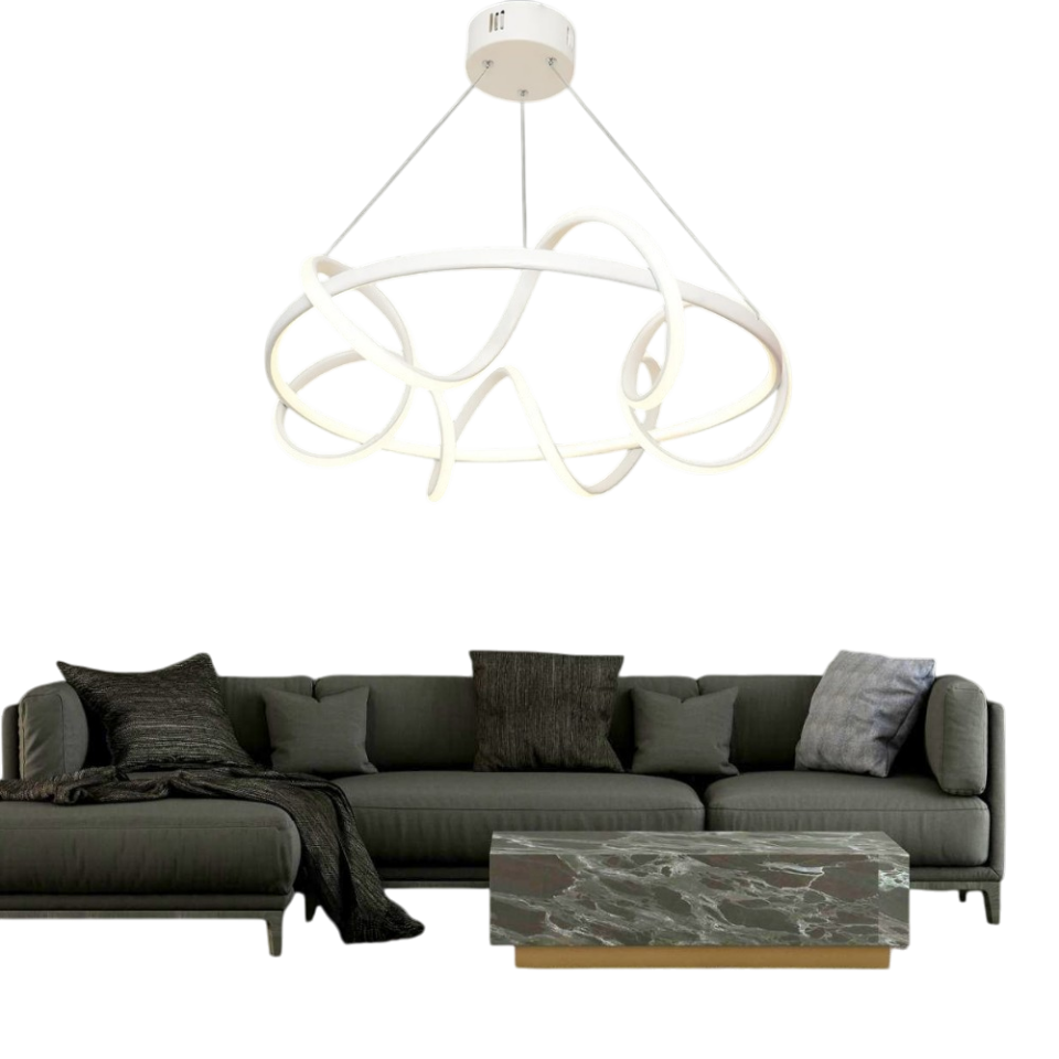 Muslight Kuzey Model 50W LED Avize 40x90 cm Beyaz Kaplama 3 Renk Işık