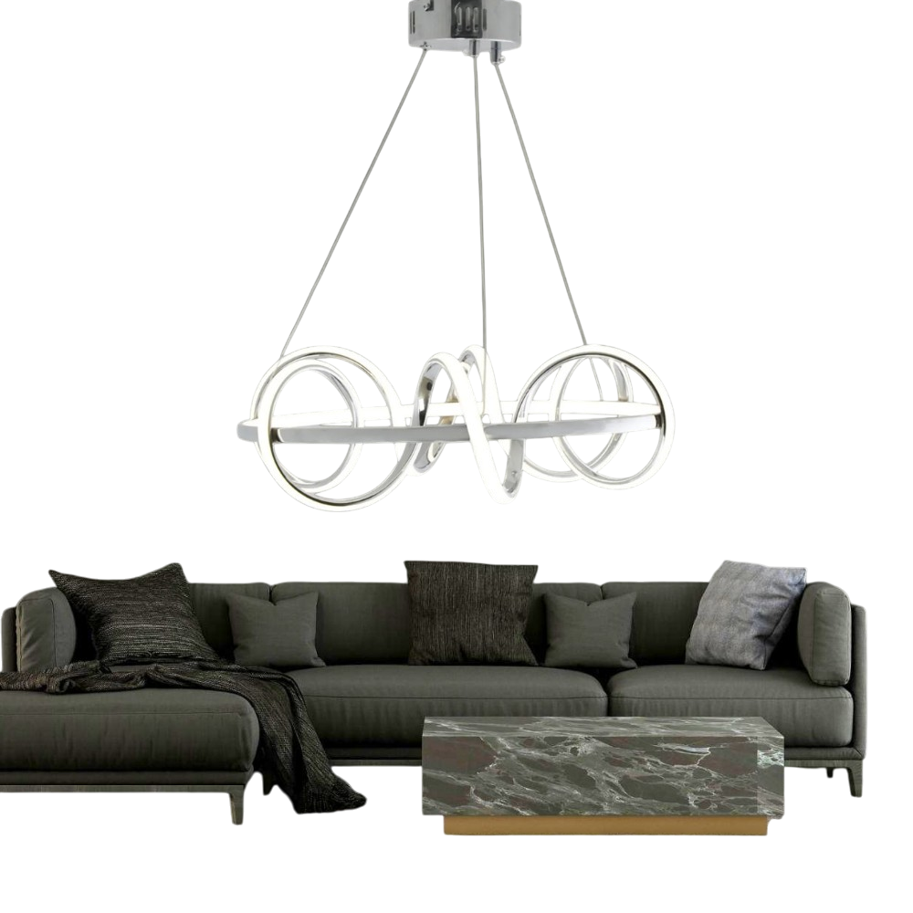 Muslight Kuzey Model 50W LED Avize 40x90 cm Krom Kaplama 3 Renk Işık