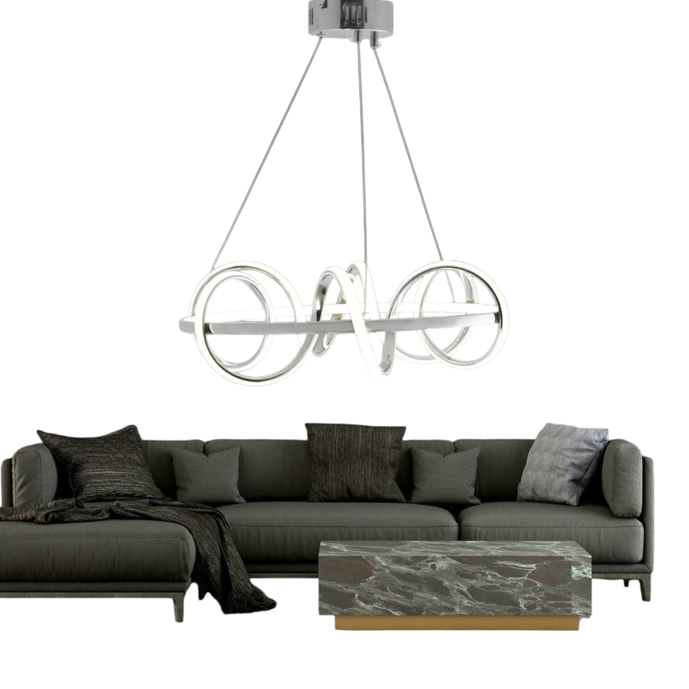 Muslight Kuzey Model 50W LED Avize 40x90 cm Krom Kaplama 3 Renk Işık