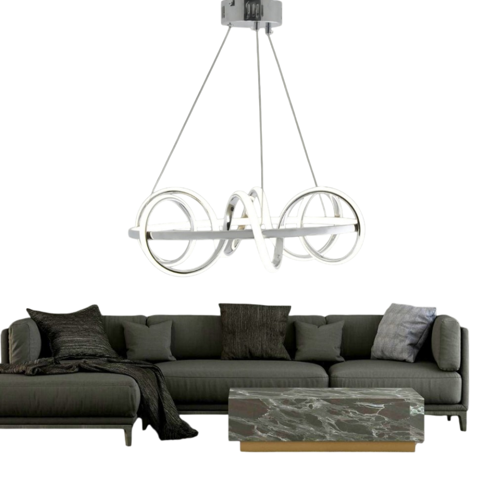 Muslight Kuzey Model 50W LED Avize 40x90 cm Krom Kaplama 3 Renk Işık