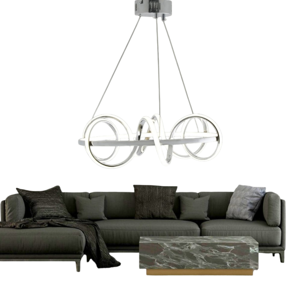 Muslight Kuzey Model 50W LED Avize 40x90 cm Krom Kaplama 3 Renk Işık
