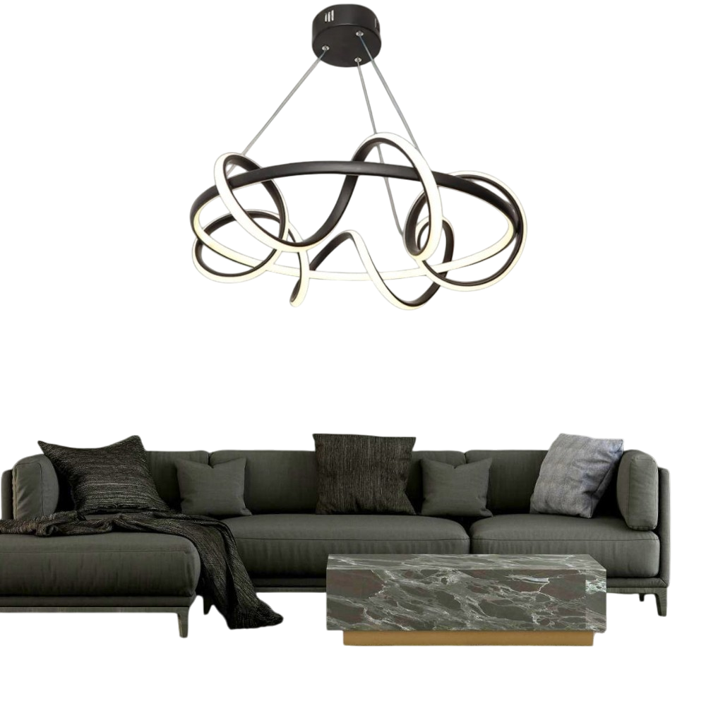 Muslight Kuzey Model 50W LED Avize 40x90 cm Siyah Kaplama 3 Renk Işık