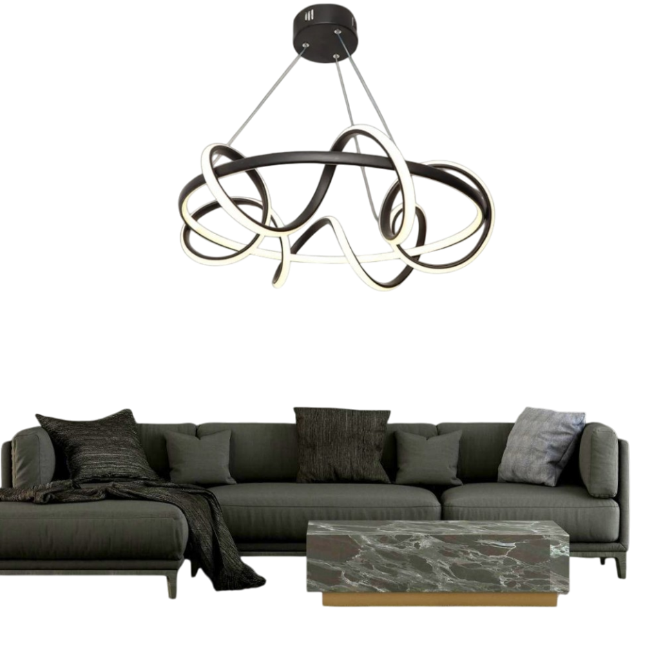 Muslight Kuzey Model 50W LED Avize 40x90 cm Siyah Kaplama 3 Renk Işık