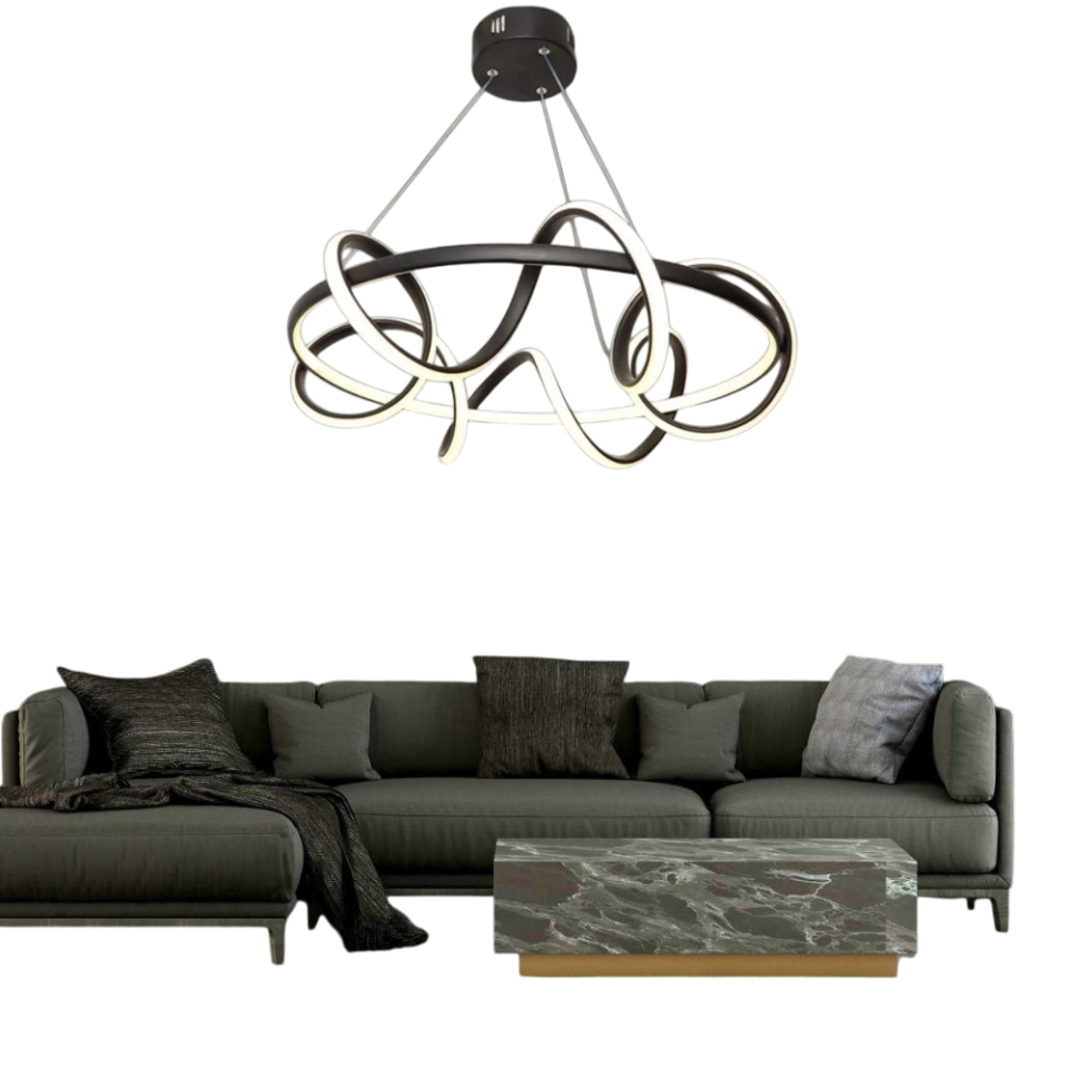 Muslight Kuzey Model 50W LED Avize 40x90 cm Siyah Kaplama 3 Renk Işık