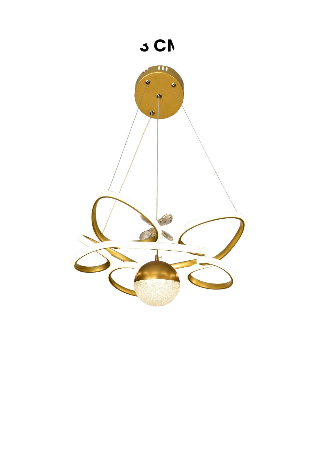 Muslight Toplu Kral Tacı Model 45W LED Avize 40x90 cm Gold Kaplama 3 Renk Işık