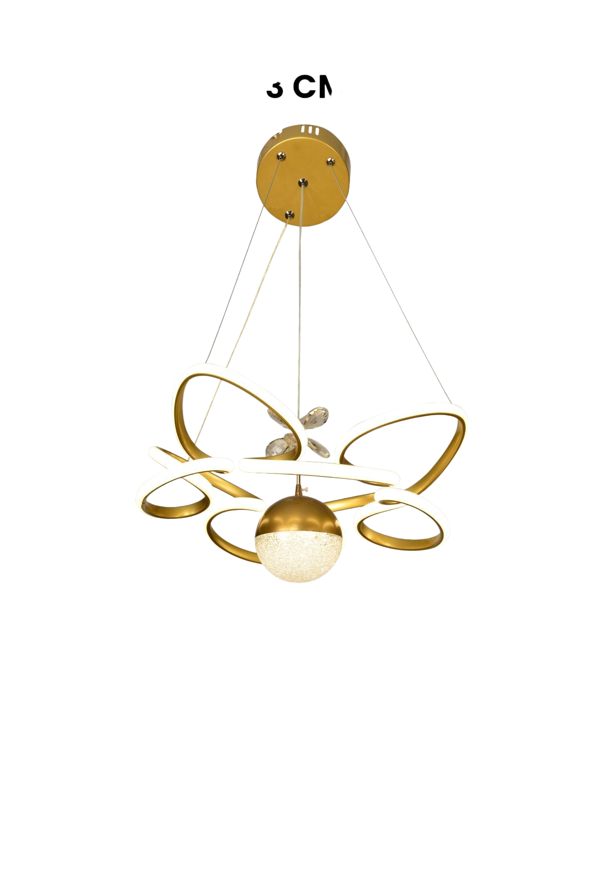 Muslight Toplu Kral Tacı Model 45W LED Avize 40x90 cm Gold Kaplama 3 Renk Işık