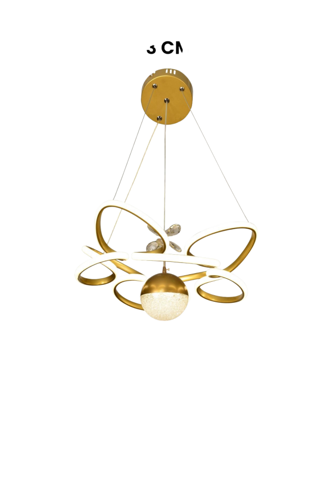 Muslight Toplu Kral Tacı Model 45W LED Avize 40x90 cm Gold Kaplama 3 Renk Işık