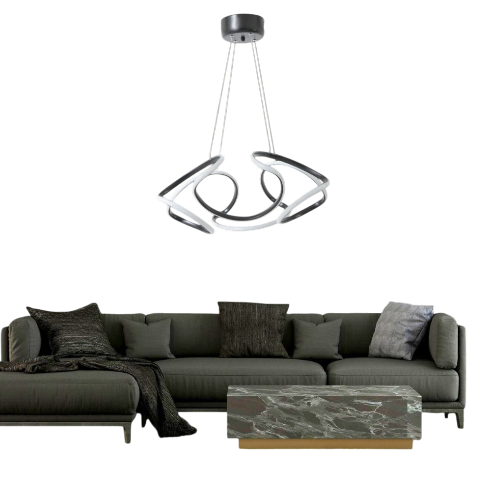 Muslight Drone Model 35W LED Avize 34x90 cm Siyah Kaplama 3 Renk Işık