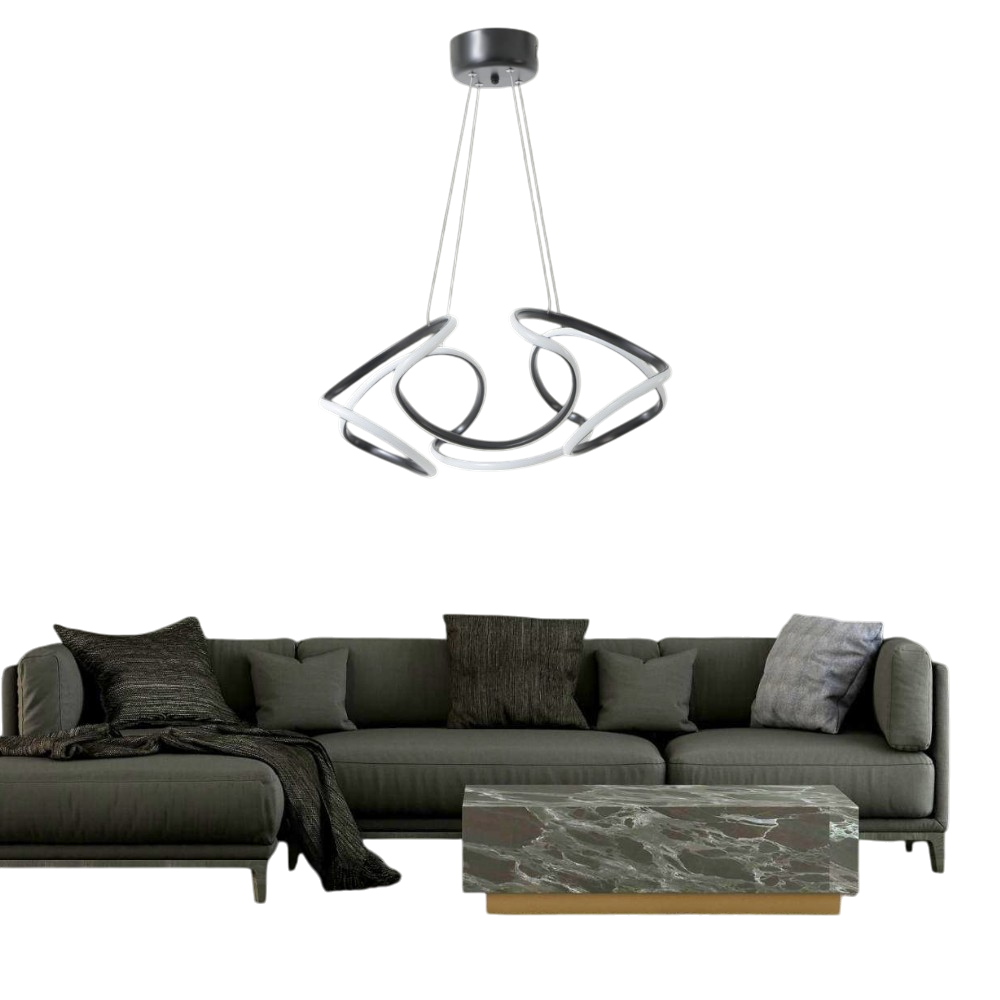 Muslight Drone Model 35W LED Avize 34x90 cm Siyah Kaplama 3 Renk Işık