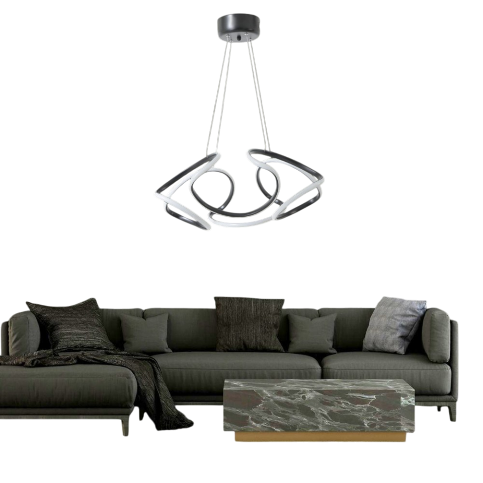 Muslight Drone Model 35W LED Avize 34x90 cm Siyah Kaplama 3 Renk Işık