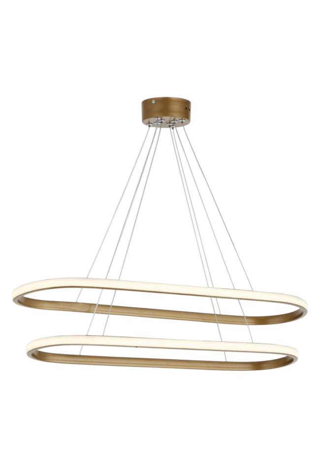 Muslight Yemek Masası Model 55W LED Avize 25x70 cm Gold Kaplama 3 Renk Işık