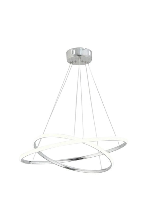 Muslight 2'li Halka Model 30W LED Avize 40x30x70 cm Krom Kaplama 3 Renk Işık