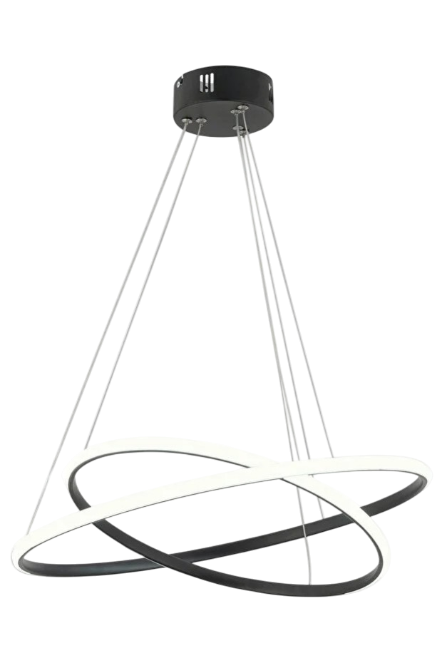 Muslight 2'li Halka Model 30W LED Avize 40x30x70 cm Siyah Kaplama 3 Renk Işık