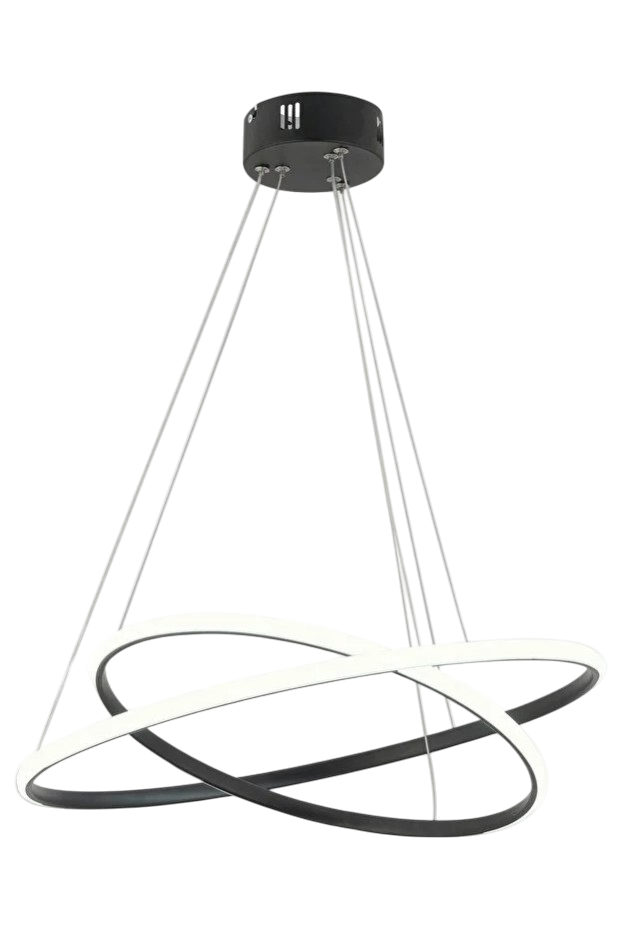 Muslight 2'li Halka Model 30W LED Avize 40x30x70 cm Siyah Kaplama 3 Renk Işık
