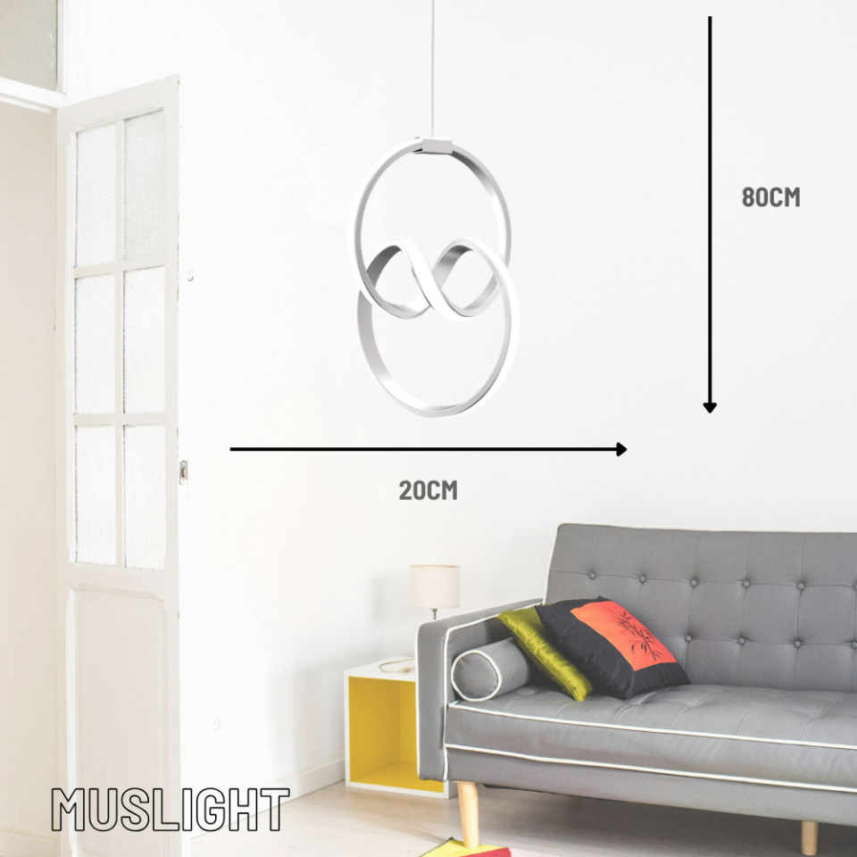 Muslight İmza Model 25W LED Avize 20x80 cm Krom Kaplama 3 Renk Işık