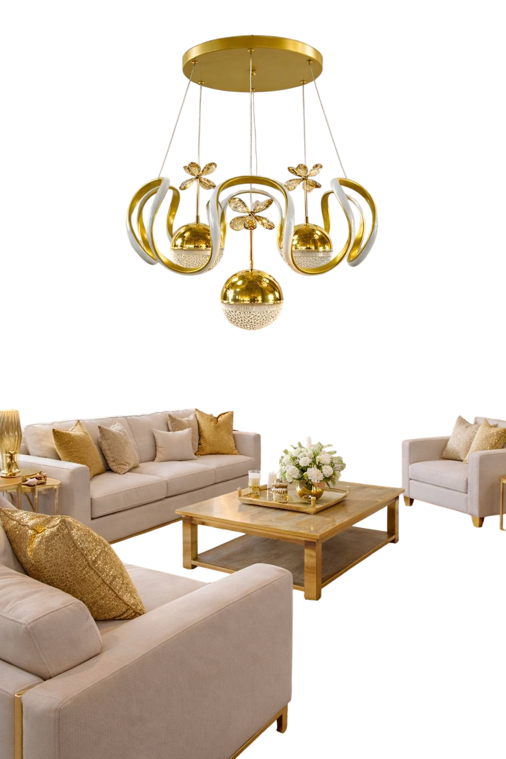 Muslight Ahtapot 3 Toplu Model 50W 45x70 cm Gold Kaplama 3 Renk Işık