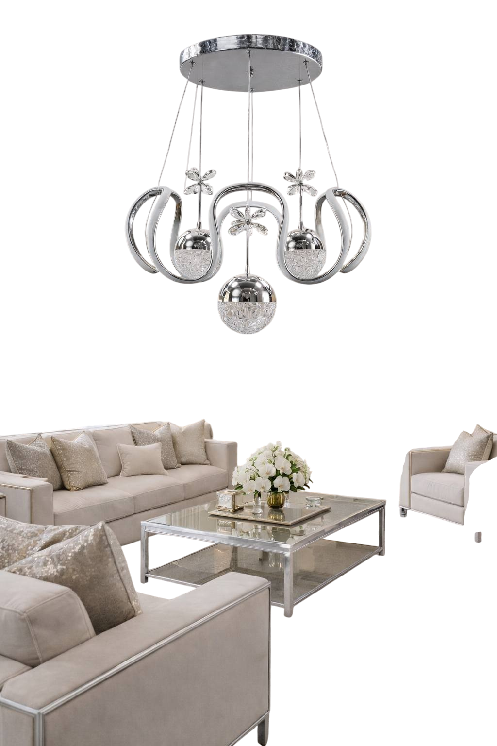 Muslight Ahtapot 3 Toplu Model 50W 45x70 cm Krom Kaplama 3 Renk Işık