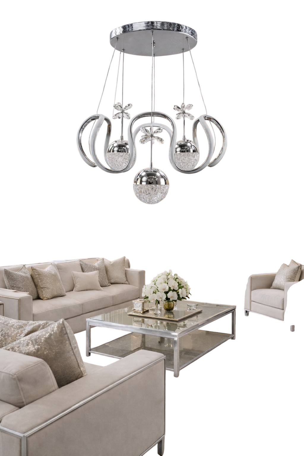 Muslight Ahtapot 3 Toplu Model 50W 45x70 cm Krom Kaplama 3 Renk Işık