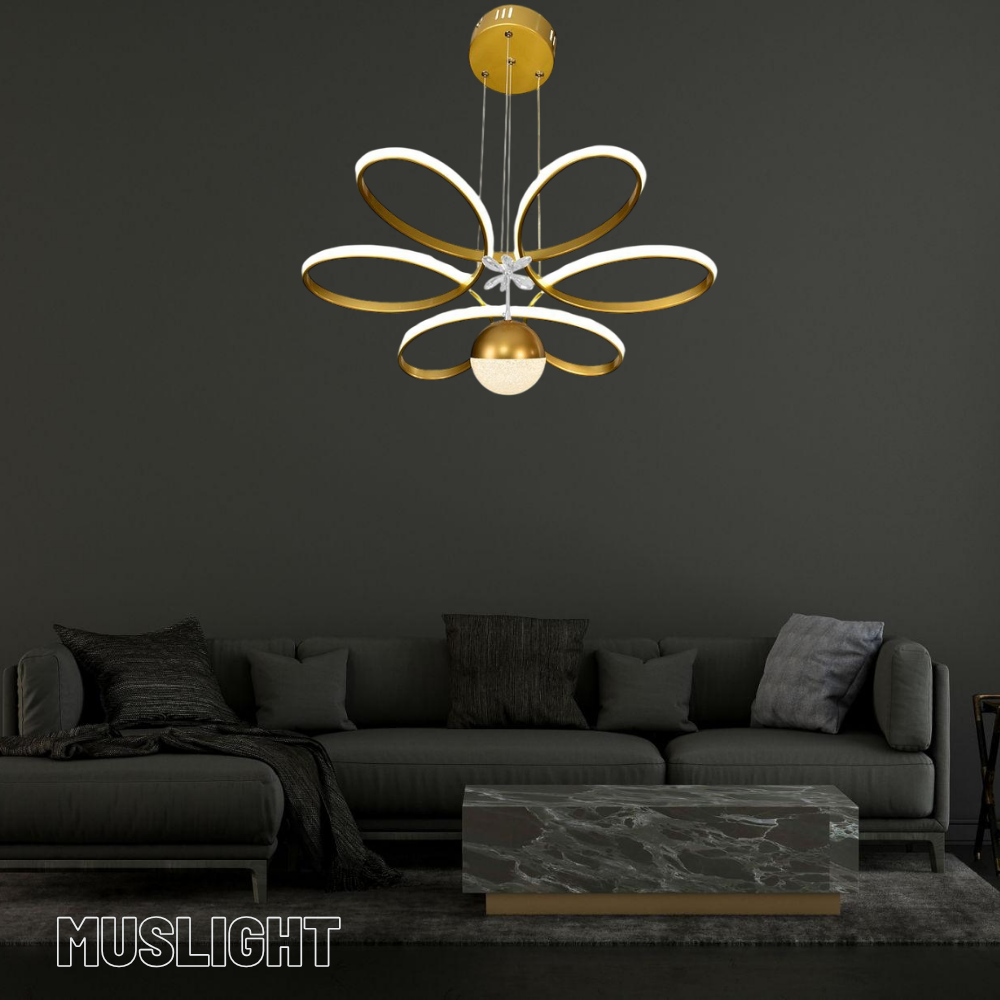 Muslight Toplu Papatya Model 60W 50x70 cm Gold Kaplama 3 Renk Işık