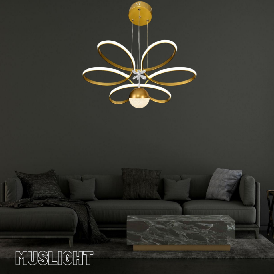 Muslight Toplu Papatya Model 60W 50x70 cm Gold Kaplama 3 Renk Işık