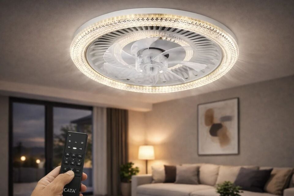 Cata Kristal Led Tavan Vantilatör 3 Renk Dimlenebilir CT-3012