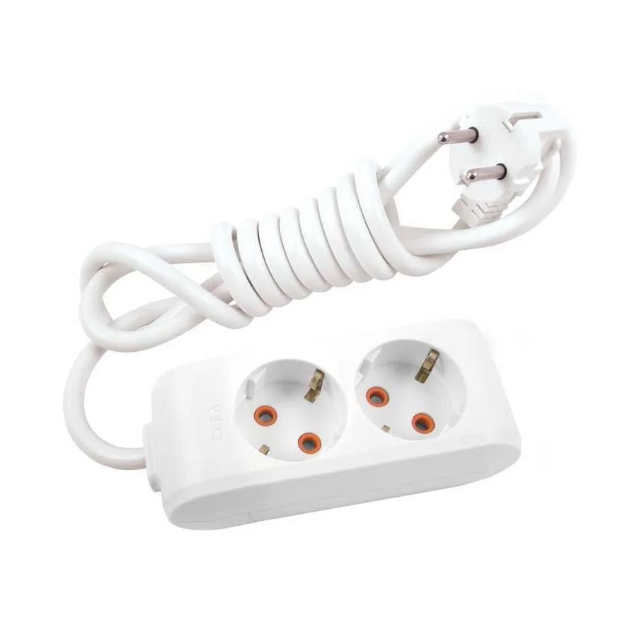 Viko Multi-let İkili Priz Topraklı Kablolu Ç.K. Beyaz 1 Metre 90113201