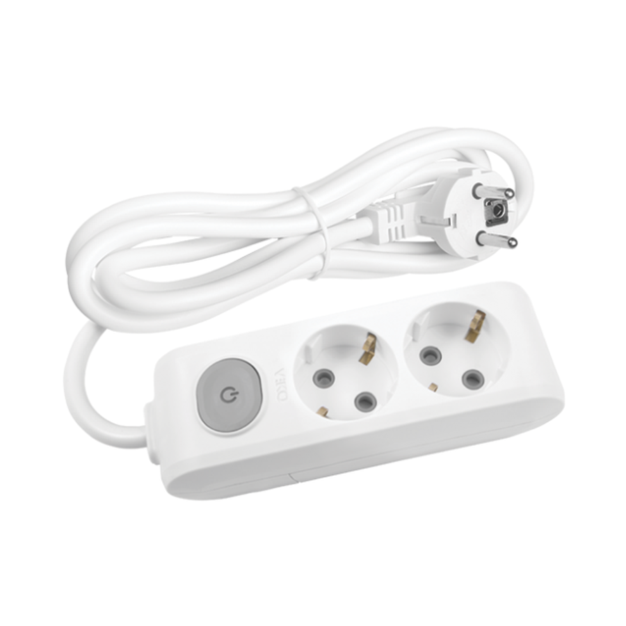 Viko Multi-let İkili Priz Anahtarlı Topraklı Kablolu Ç.K. Beyaz 1 Metre 90117201