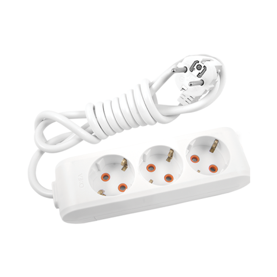 Viko Multi-let Üçlü Priz Topraklı Kablolu Ç.K. Beyaz 1 Metre 90113301