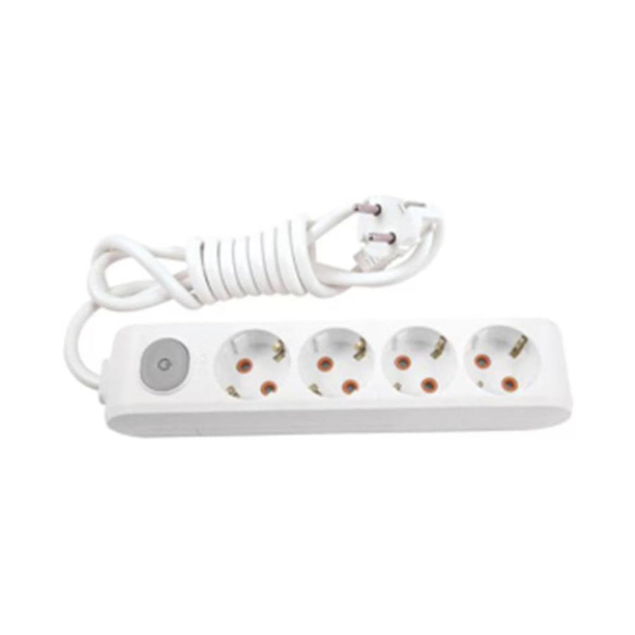 Viko Multi-let Dörtlü Priz Anahtarlı Topraklı Kablolu Ç.K. Beyaz 1 Metre 90117401