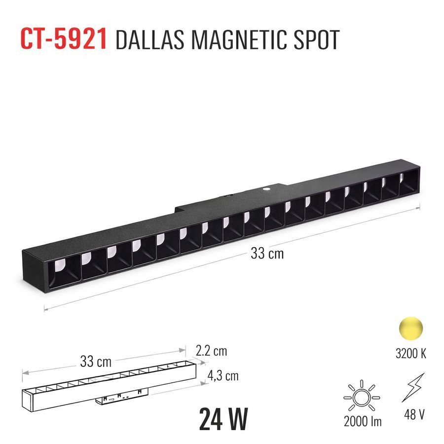 Cata 24w Dallas Magnetıc Spot(Gün Işığı) CT-5921