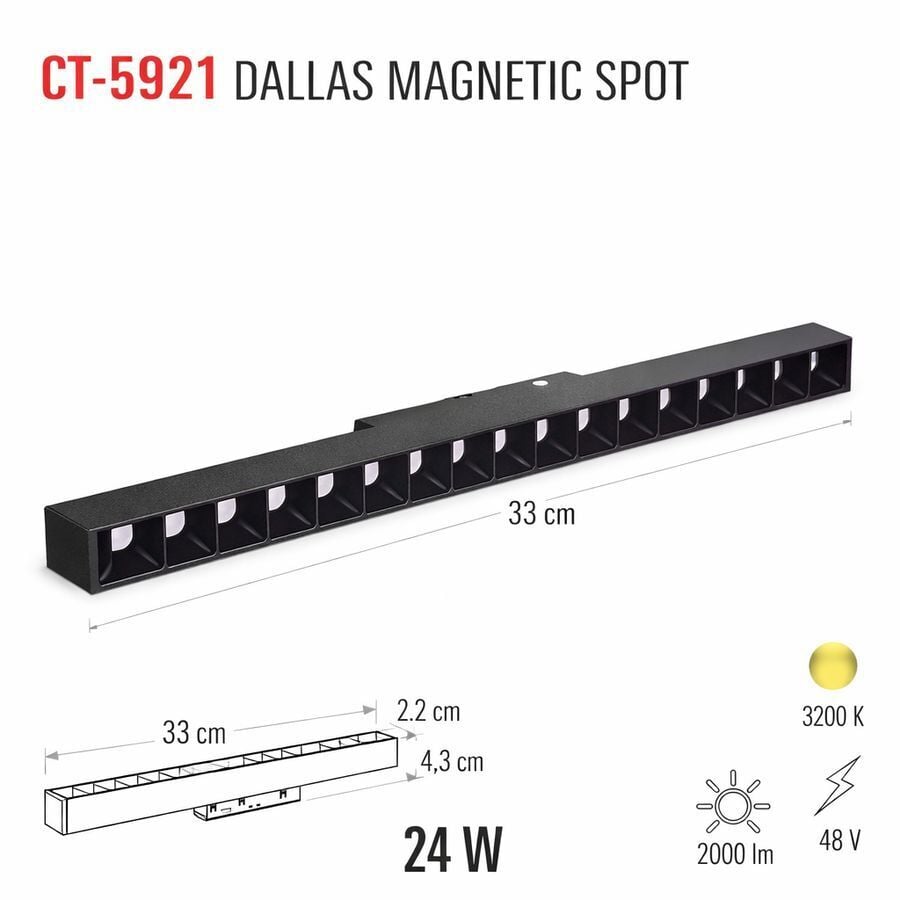 Cata 24w Dallas Magnetıc Spot(Gün Işığı) CT-5921